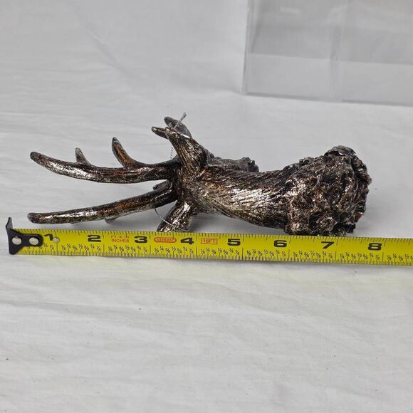 Silver Stag Head Christmas Ornament Metallic Resin - Picture 7 of 7